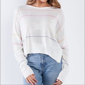 Colorblock Scoop Neck Long Sleeve Knit Sweater